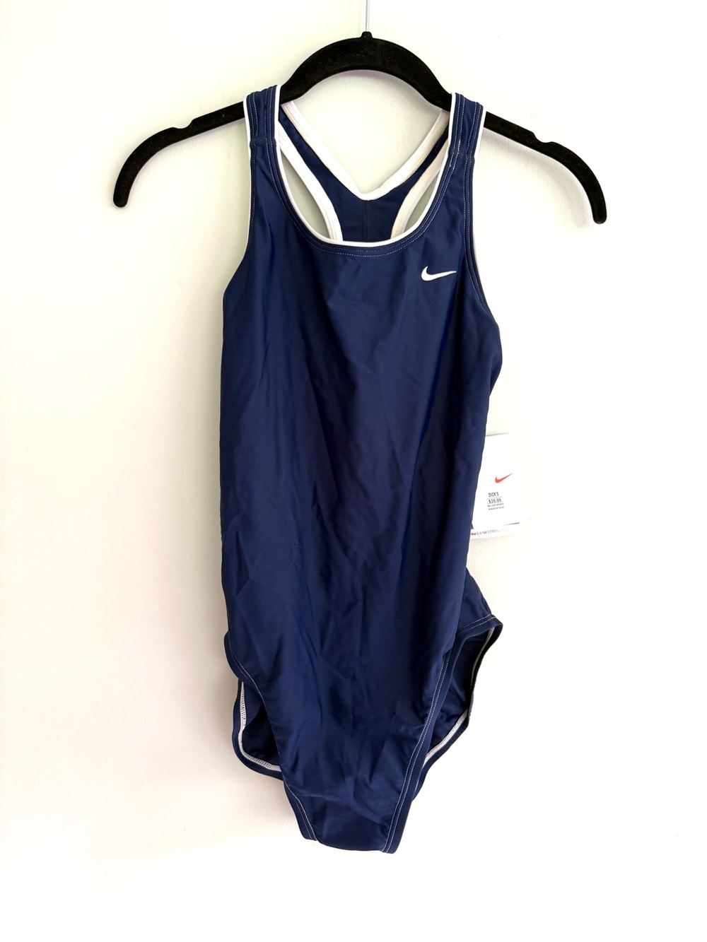 🌀NIKE Women’s Swim Strength One Piece Navy White Racerback Swimsuit